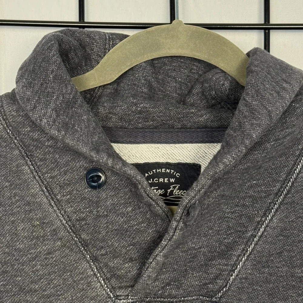 J. Crew Shawl‎ Collar Sweatshirt Mens XL Gray French Terry Vintage Fleece READ